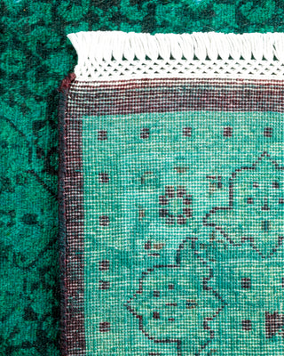 Contemporary Hand Knotted Overdyed Green Area Rug 3' 2" x 5' 3"