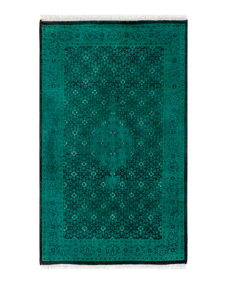 Contemporary Fine Vibrance Green Wool Area Rug 3' 2" x 5' 3"