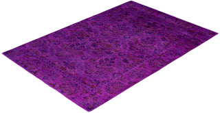 Contemporary Overdyed Wool Hand Knotted Blue Area Rug 4' 4" x 6' 1"