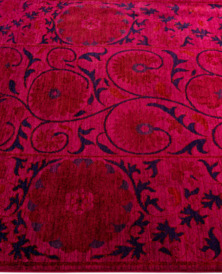Contemporary Overdyed Wool Hand Knotted Pink Area Rug 4' 2" x 6' 2"
