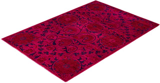 Contemporary Overdyed Wool Hand Knotted Pink Area Rug 4' 2" x 6' 2"