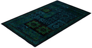 Contemporary Overdyed Wool Hand Knotted Black Area Rug 3' 3" x 5' 1"