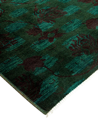 Modern Overdyed Hand Knotted Wool Green Area Rug 6' 2" x 8' 9"