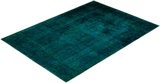 Modern Overdyed Hand Knotted Wool Green Area Rug 6' 3" x 8' 9"