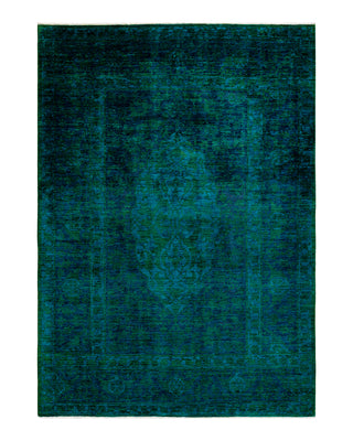 Contemporary Fine Vibrance Blue Wool Area Rug 6' 3" x 8' 9"
