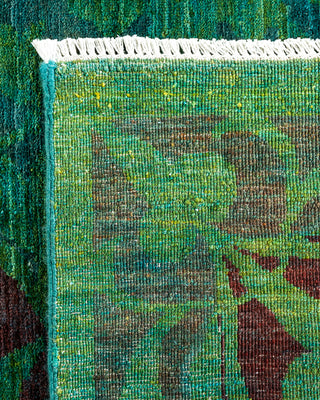 Contemporary Hand-Knotted Overdyed Green Area Rug 9' 8" x 13' 7"
