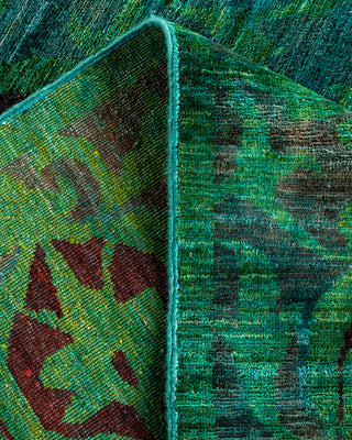 Contemporary Hand-Knotted Overdyed Green Area Rug 9' 8" x 13' 7"