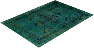 Modern Overdyed Hand Knotted Wool Green Area Rug 9' 8" x 13' 7"