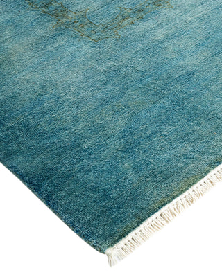 Modern Overdyed Hand Knotted Wool Blue Area Rug 8' 11" x 11' 11"