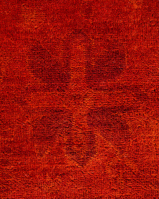Modern Overdyed Hand Knotted Wool Orange Area Rug 9' 1" x 11' 7"