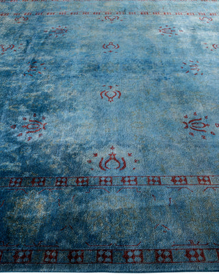 Contemporary Fine Vibrance Blue Wool Area Rug - 8' 0" x 9' 11"
