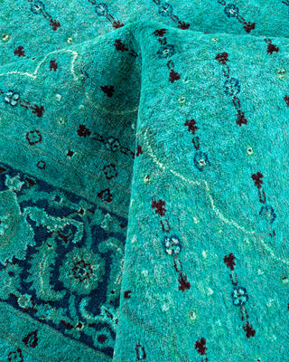 Contemporary Hand-Knotted Overdyed Blue Area Rug 6' 2" x 9' 2"