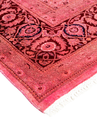 Modern Overdyed Hand Knotted Wool Pink Area Rug 8' 1" x 10' 5"