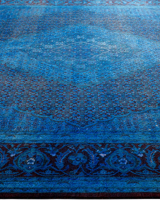 Contemporary Fine Vibrance Blue Wool Area Rug - 8' 2" x 10' 5"