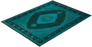 Contemporary Fine Vibrance Blue Wool Area Rug - 8' 0" x 10' 5"