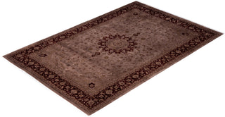 Overdyed Hand-Knotted Wool Modern-Contemporary Brown Area Rug 6' 1" x 9' 3"