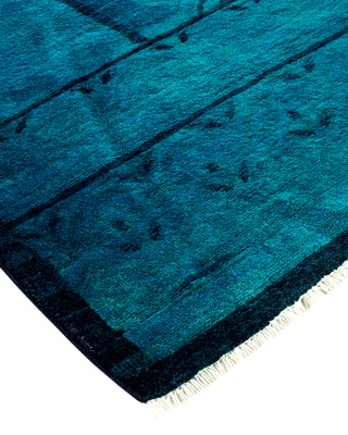 Modern Overdyed Hand Knotted Wool Blue Area Rug 9' 2" x 11' 1"
