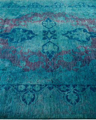 Modern Overdyed Hand Knotted Wool Blue Area Rug 5' 11" x 8' 8"