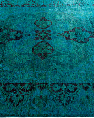 Overdyed Hand-Knotted Green Area Rug 5' 10" x 9' 1"