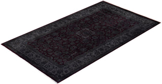 Contemporary Hand Knotted Overdyed Gray Area Rug 3' 1" x 5' 4"