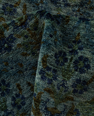Contemporary Overdyed Wool Hand Knotted Green Round Area Rug 10' 1" x 10' 1"