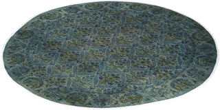 Contemporary Overdyed Wool Hand Knotted Green Round Area Rug 10' 1" x 10' 1"