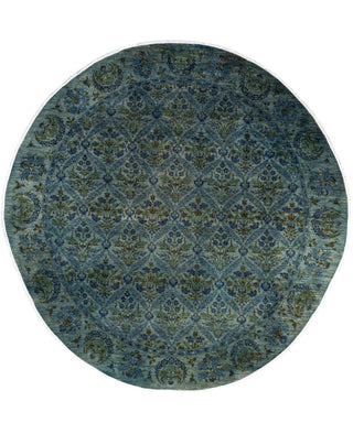 Contemporary Overdyed Wool Hand Knotted Green Round Area Rug 10' 1" x 10' 1"