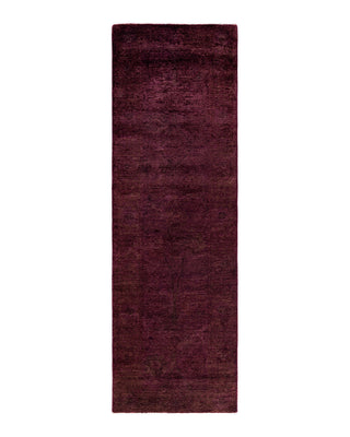 Contemporary Overyed Wool Hand Knotted Red Runner 3' 0" x 9' 6"