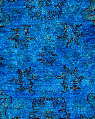 Contemporary Hand-Knotted Overdyed Blue Runner 3' 1" x 15' 5"