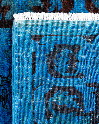Contemporary Hand-Knotted Overdyed Blue Runner 3' 1" x 15' 5"
