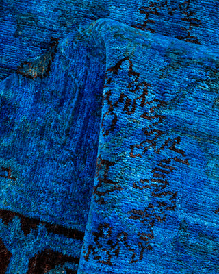 Contemporary Hand-Knotted Overdyed Blue Runner 3' 1" x 15' 5"