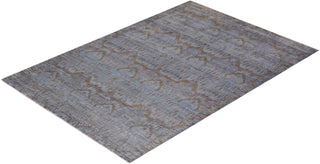 Contemporary Fine Vibrance Gray Wool Area Rug - 6' 2" x 8' 10"
