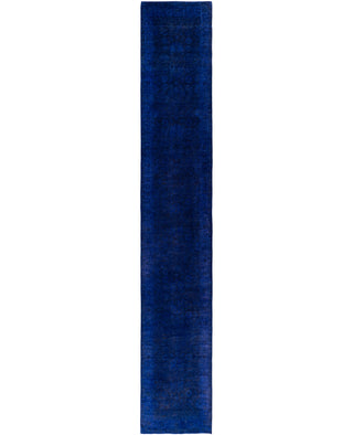 Contemporary Overdyed Wool Hand Knotted Purple Runner 3' 0" x 17' 5"