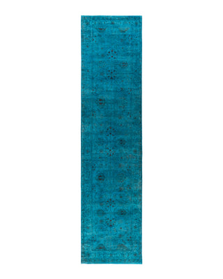 Fine Vibrance, One-of-a-Kind Hand-Knotted Runner Rug  - Blue, 2' 10" x 11' 10"