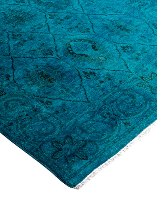 Contemporary Overyed Wool Hand Knotted Blue Runner 2' 5" x 9' 8"