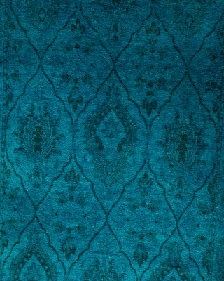 Contemporary Overyed Wool Hand Knotted Blue Runner 2' 5" x 9' 8"