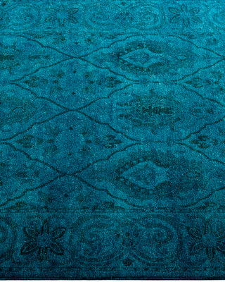 Contemporary Overyed Wool Hand Knotted Blue Runner 2' 5" x 9' 8"