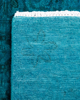 Contemporary Hand-Knotted Overdyed Blue Runner 2' 5" x 9' 8"