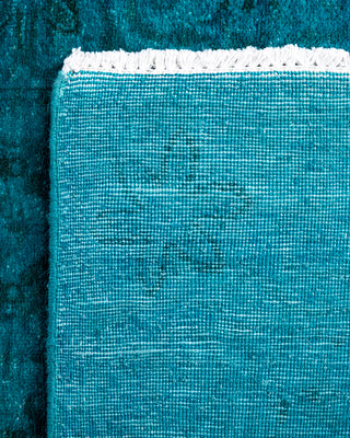 Contemporary Overyed Wool Hand Knotted Blue Runner 2' 5" x 9' 8"