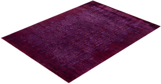 Overdyed Hand-Knotted Wool Modern-Contemporary Purple Area Rug 7' 10" x 10' 7"