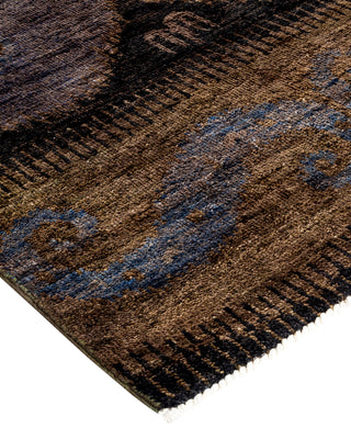 Contemporary Fine Vibrance Brown Wool Area Rug - 6' 1" x 11' 9"