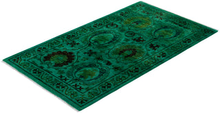 Contemporary Fine Vibrance Green Wool Area Rug - 3' 2" x 5' 6"
