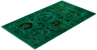 Contemporary Hand Knotted  Green Area Rug 3' 2" x 5' 6"