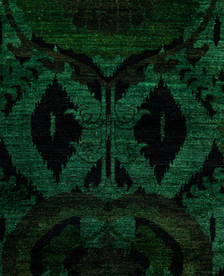 Overdyed One-of-a-Kind Wool Green Runner 3' 0" x 17' 6"