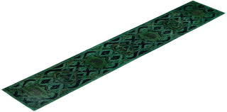 Overdyed One-of-a-Kind Wool Green Runner 3' 0" x 17' 6"