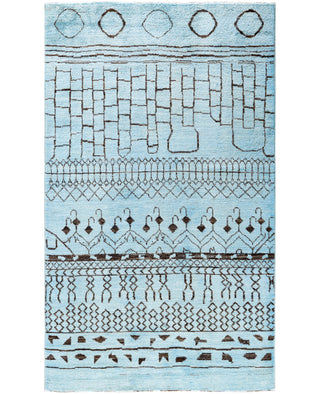 Overdyed Hand-Knotted Wool Modern-Contemporary Blue Area Rug 5' 1" x 8' 4"