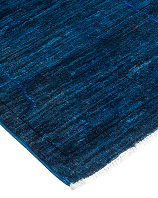 Contemporary Fine Vibrance Blue Wool Area Rug - 9' 1" x 12' 3"