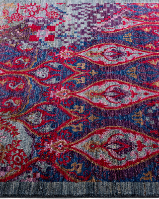 Contemporary Hand-Knotted Suzani Floral Multi Area Rug 4' 1" x 6' 1"