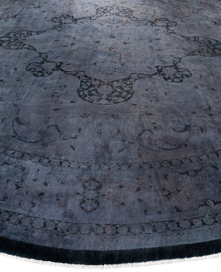 Contemporary Overdyed Wool Hand Knotted Gray Round Area Rug 12' 1" x 12' 2"