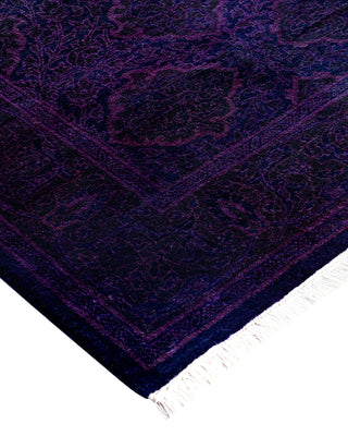 Contemporary Overyed Wool Hand Knotted Purple Runner 2' 7" x 13' 10"